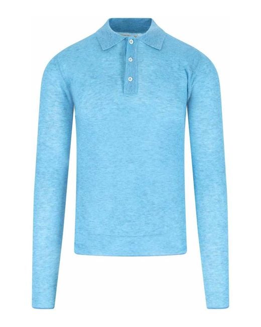 ERL Blue Wool Polo Shirt for men