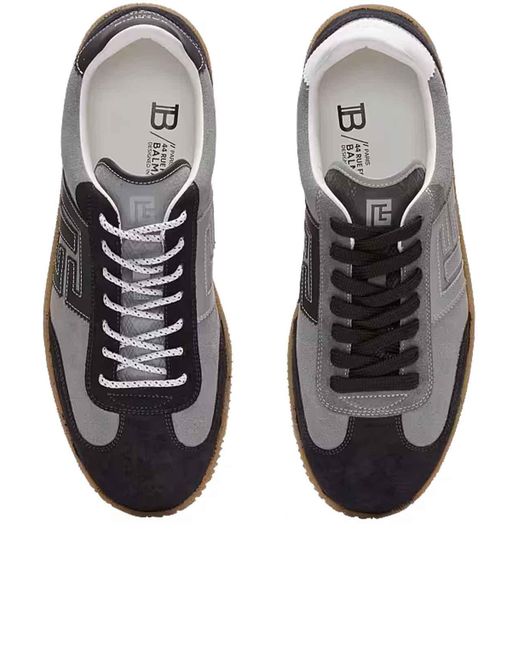 Balmain Gray Low Top Lace Up Sneaker