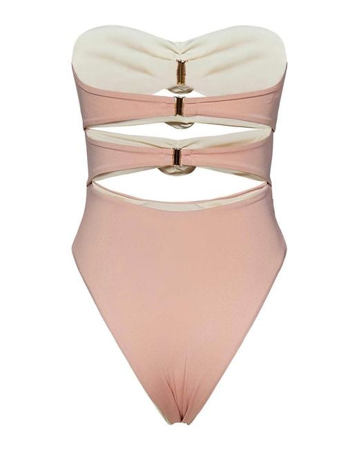 LaRevêche Pink Rose Lycra Bandeau Swimsuit