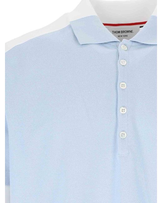 Thom Browne Blue Polo Color Block for men