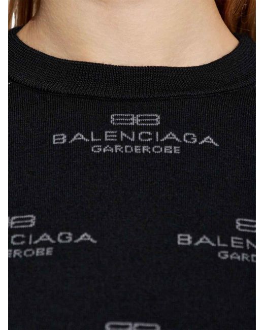 Balenciaga Blue All-Over Logo-Print Jumper
