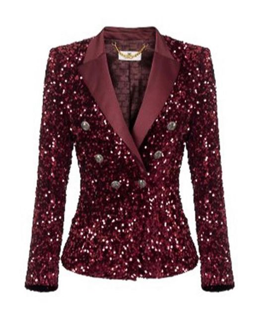 Elisabetta Franchi Red Double-Breasted Jacket