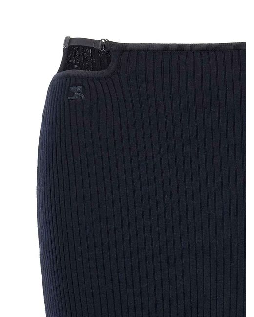 Courreges Blue Loop Rib Knit Skirt