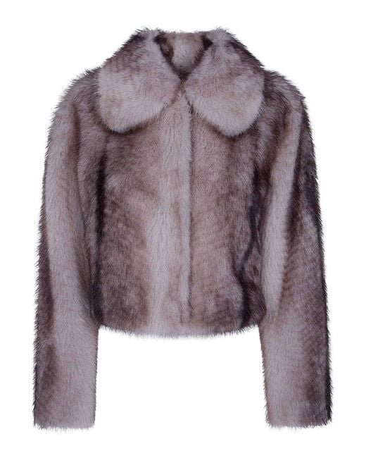 Twinset Purple Eco Fur Bomber Coat