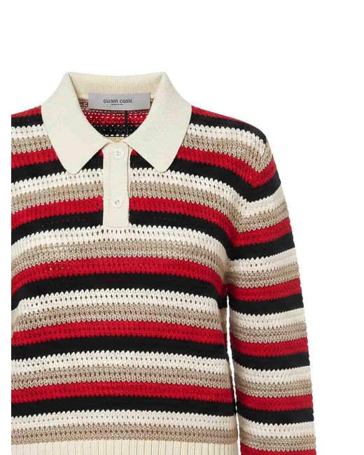 Golden Goose Deluxe Brand Red Journey Ws Knit Cropped Polo