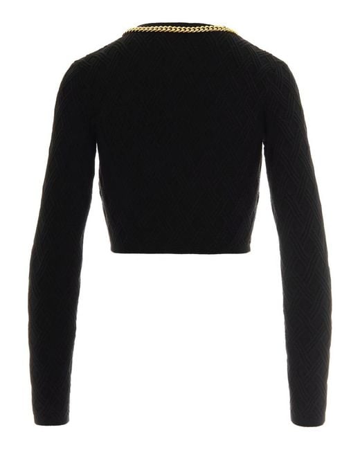 Elisabetta Franchi Black Tricot Cropped Cardigan