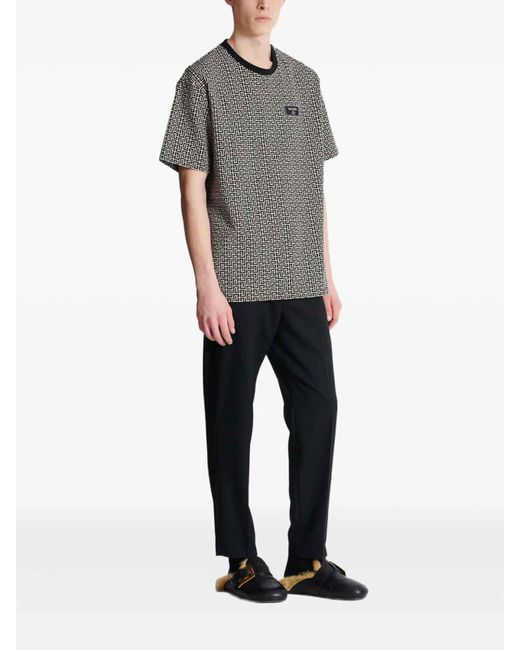 Balmain Gray T-Shirt With Monogram for men