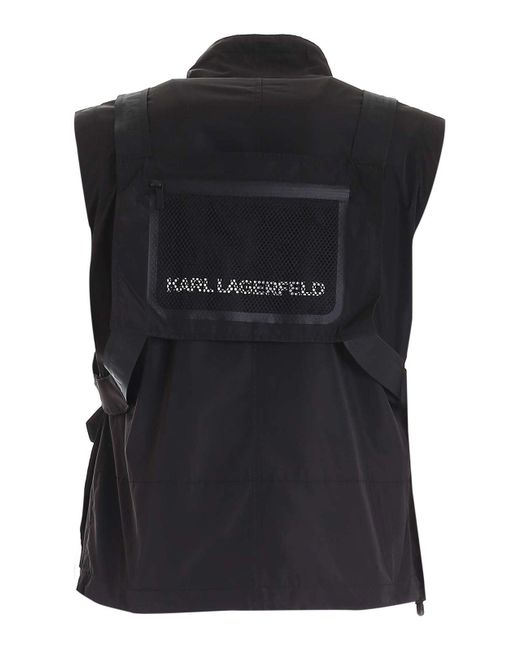 Karl Lagerfeld Black Removable Backpack Waistcoat In for men