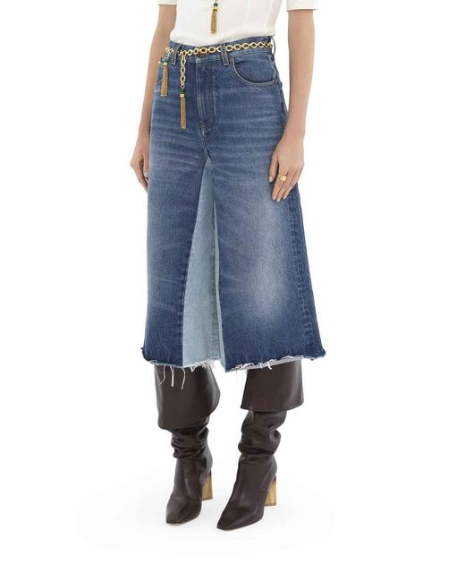 Chloé Blue Shorts Bermuda In Denim Patchwork