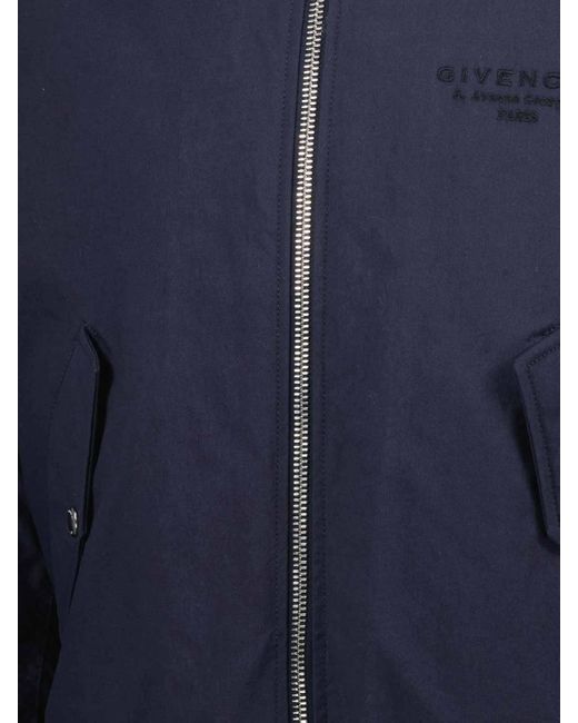 Givenchy Blue Cotton Blend Bomber Jacket for men