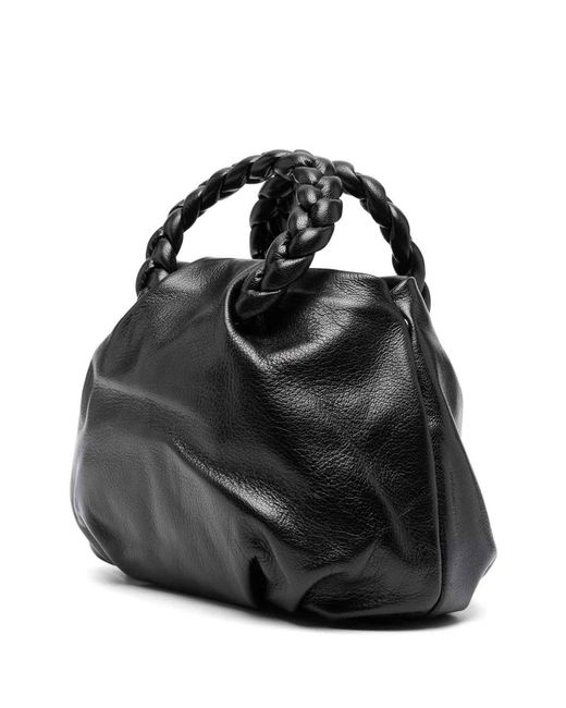 Hereu Black Bombon Medium Leather Handbag