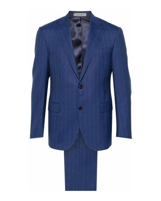 Corneliani Blue Pinstripe Print Dress for men