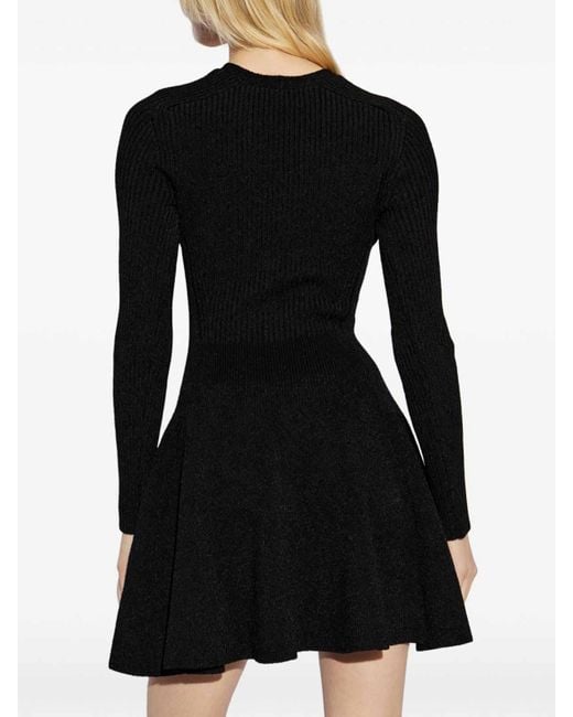 Balmain Black Short Dress With Logo Pendant On The Waist