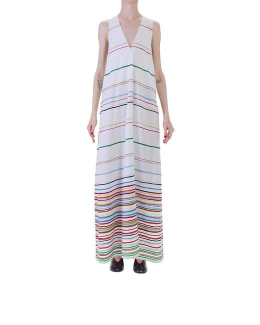 Paul Smith White Long Multi-Stripe Dress Ps
