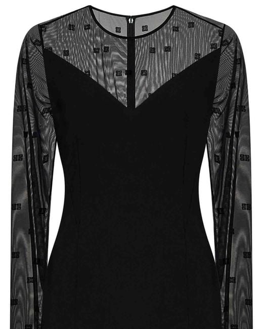 Givenchy Black Long-Sleeved Tulle Dress