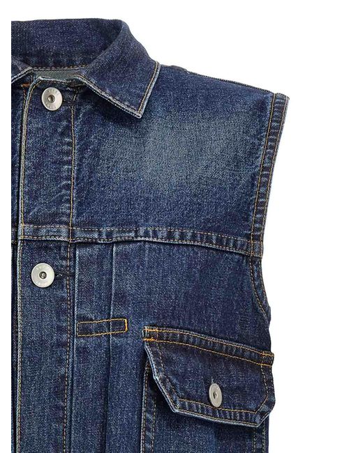 【関税込み】sacai RUFFLED DENIM DRESS Sacai Ruffled Denim Dress in Blue | Lyst