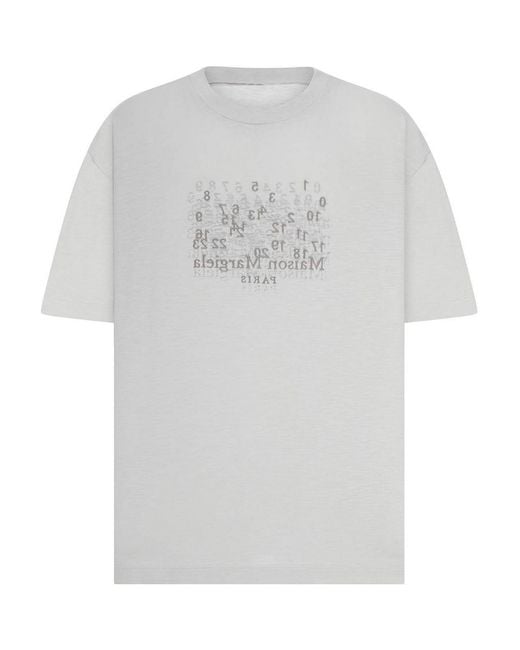 Maison Margiela White Cotton T-Shirt With Tone-On-Tone Lettering Print for men