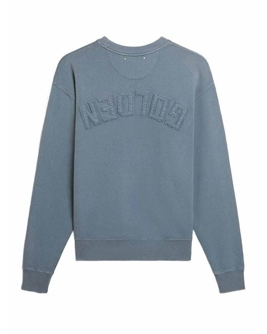 Golden Goose Deluxe Brand Blue Cotton Crewneck Sweatshirt for men
