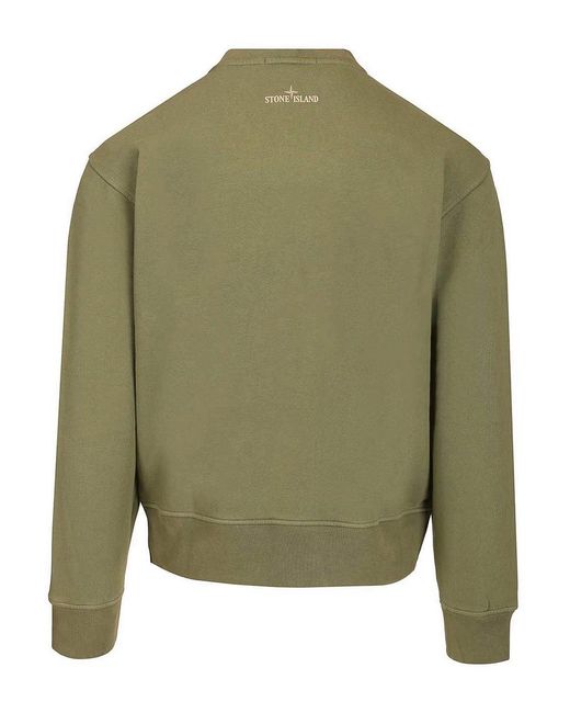 Stone Island Green Organic Cotton Crewneck Sweatshirt for men