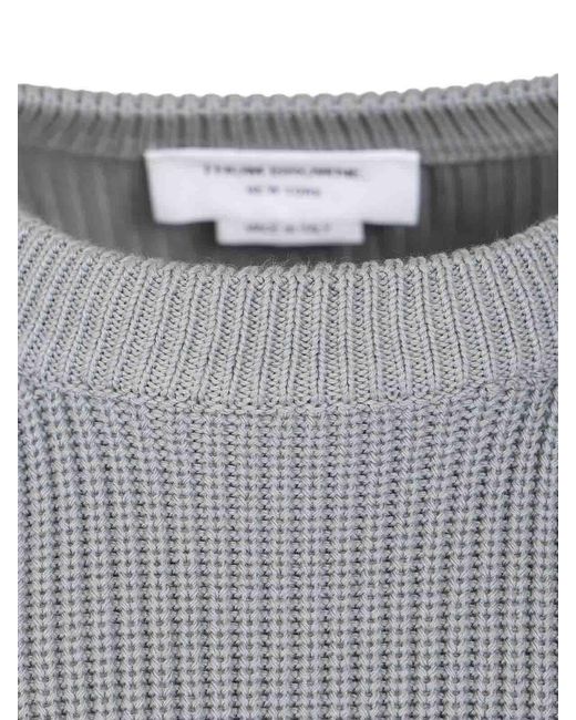 Thom Browne Gray Cotton Sweater for men