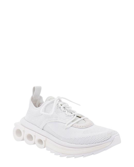 Ferragamo White Nima Primeknit Low-top Sneakers