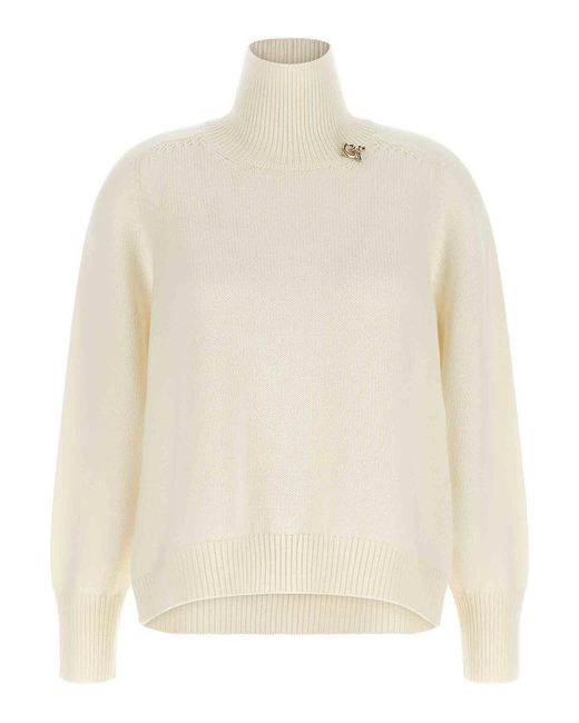 Fabiana Filippi White Knot Pin Sweater