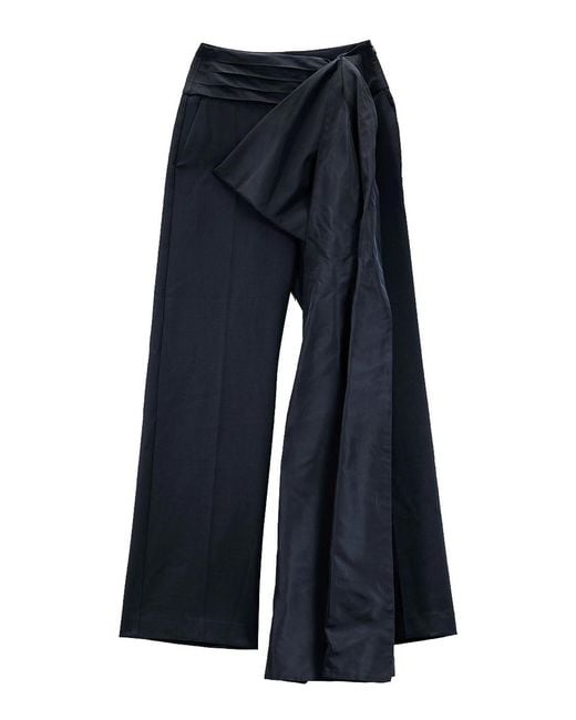Karl Lagerfeld Blue Karl Studio Taffeta Bow Pants