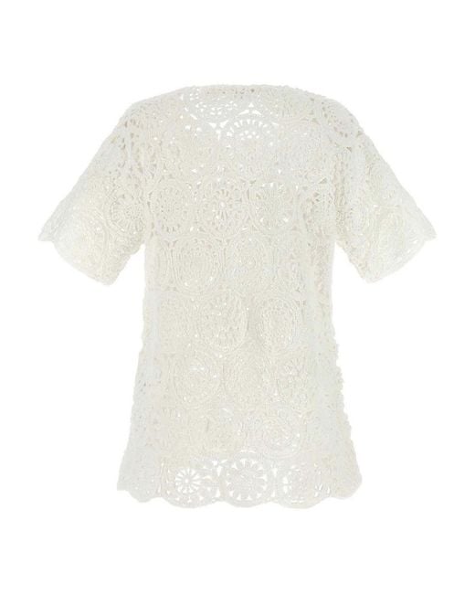 Comme des Garçons White Macram T-Shirt