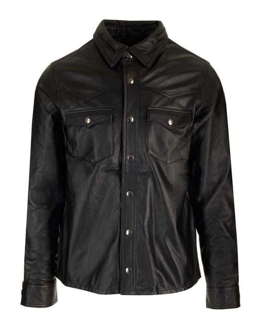 Giorgio Brato Black Leather Shirt for men