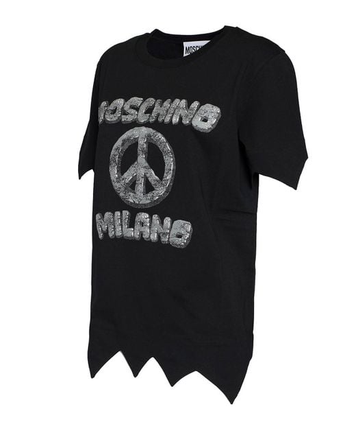 Moschino Black Carved Stones Logo T-Shirt