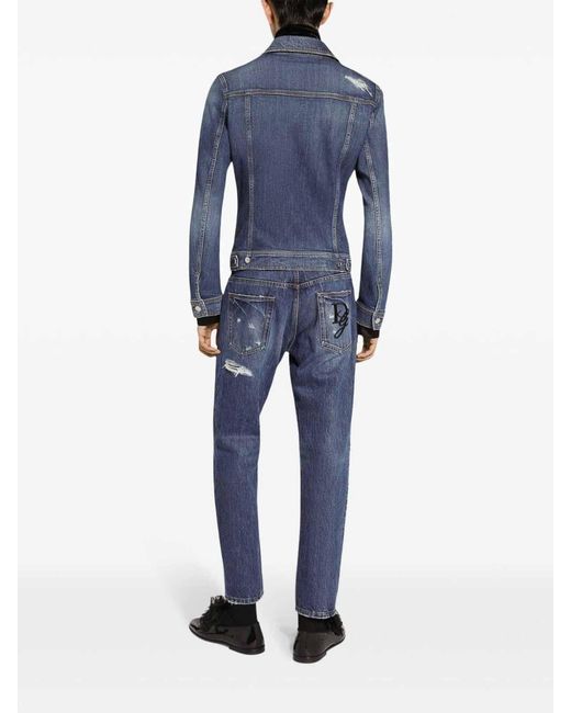 Dolce & Gabbana Blue Stretch Denim Jacket for men