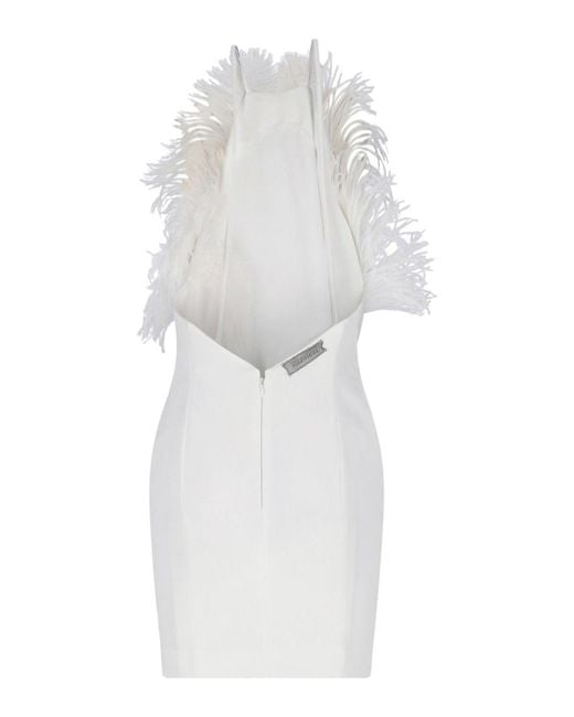 The Attico White Mini Feather Dress