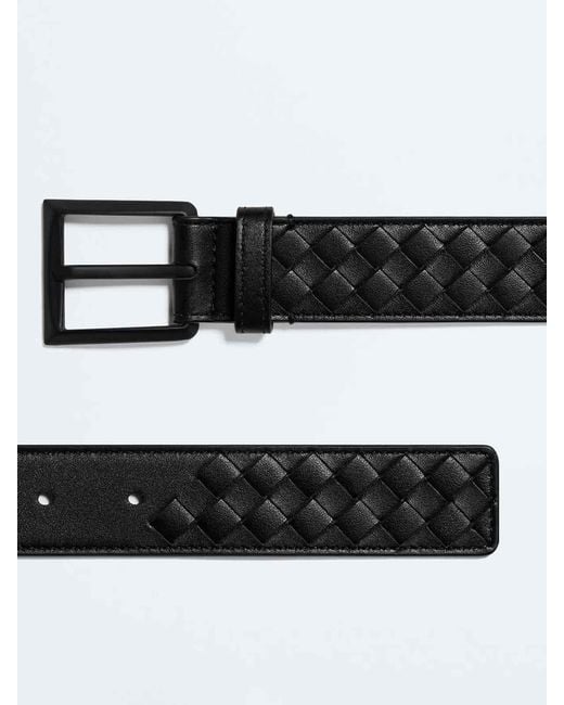Bottega Veneta Black Intrecciato Belt for men