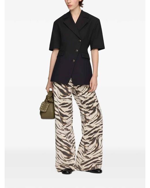 Ganni Black Short Sleeve Blazer