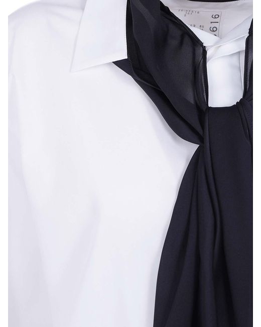Sacai Blue Poplin Shirt With Satin Tie