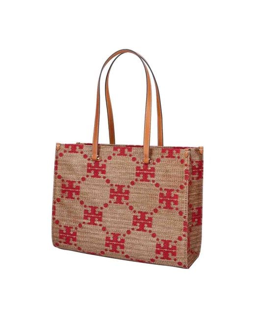 Tory Burch Red T Monogram Tote Bag