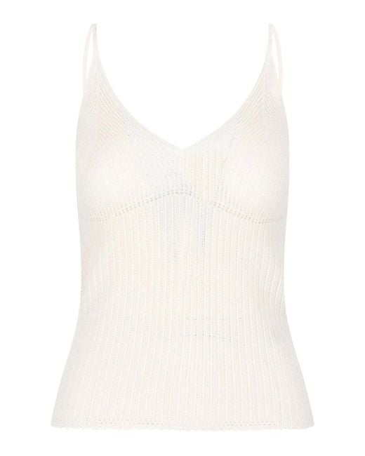 Isabel Marant White Ribbed Tank Top