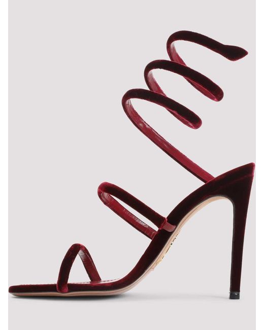 Rene Caovilla Pink Ren Caovilla Velvet Snake Sandals