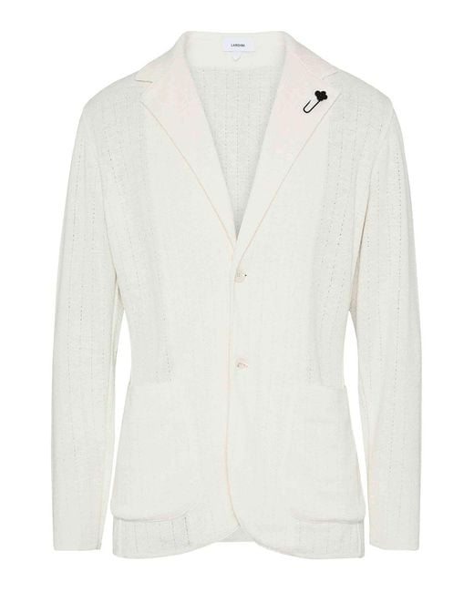 Lardini White Knitted Jacket for men