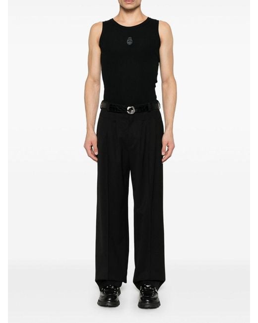 McQueen Black Stretch Cotton Tank Top for men