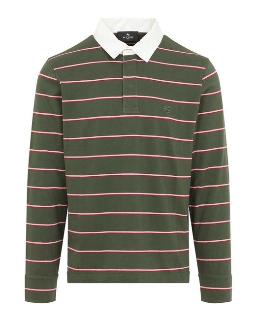 Etro Green S Striped Polo for men