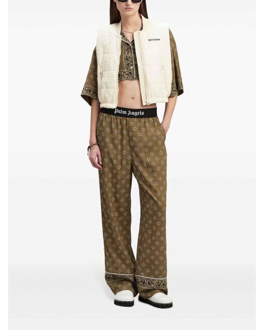 Palm Angels Green Logoed Trousers