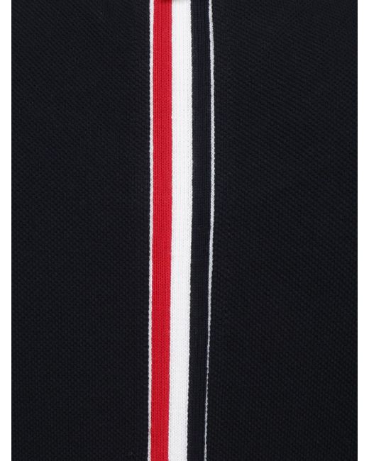 Thom Browne Black Striped Detail Cotton Polo for men