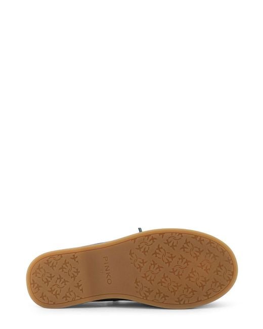 Pinko Blue Grace Suede Loafers With Metal Lettering Logo