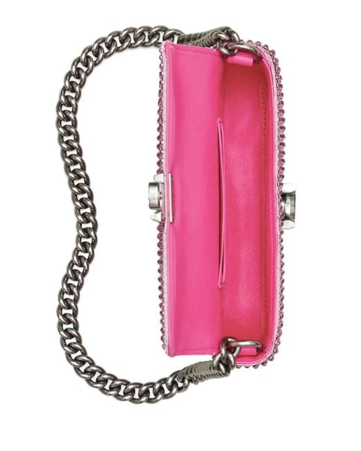 Marc Jacobs Pink Rectangular Shoulder Bag Synthetic Diamonds