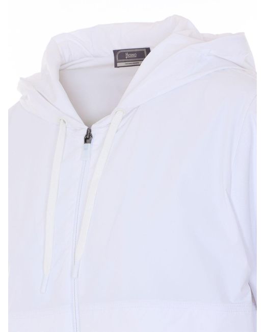 Herno White Zipped Hoodie