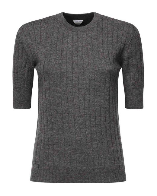 Bottega Veneta Gray Ribbed Wool Sweater