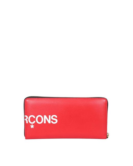 Comme des Garçons Red Zip Around Logo Wallet