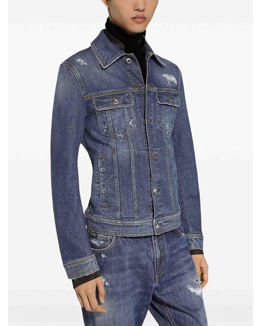 Dolce & Gabbana Blue Stretch Denim Jacket for men