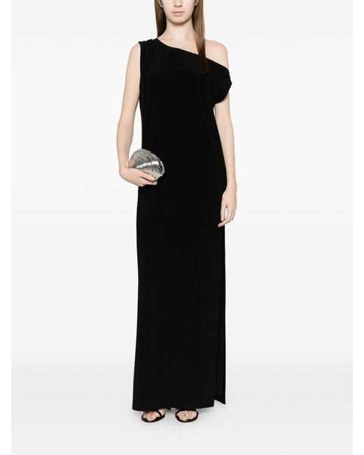 Norma Kamali Black Side Slit Long Dress